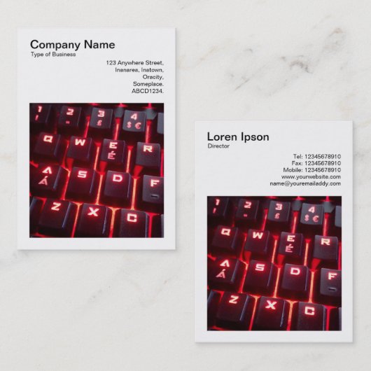 正方形の写真(v3) – キーボ白熱［赤熱］光を放つード 名刺 (正面/裏面)