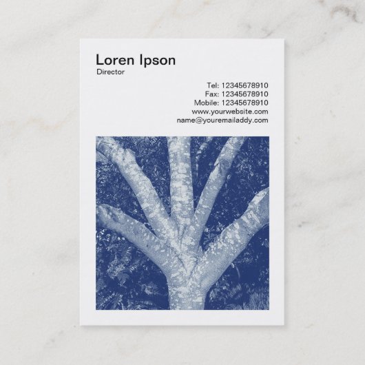 正方形の写真(v3) – フォークされた枝 – Cyanotype 名刺 (裏面)