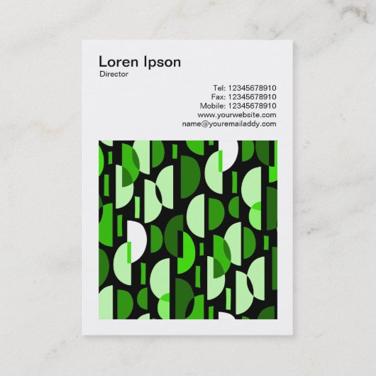 正方形の写真(v3) – 三日月形010921 – 緑 名刺 (裏面)