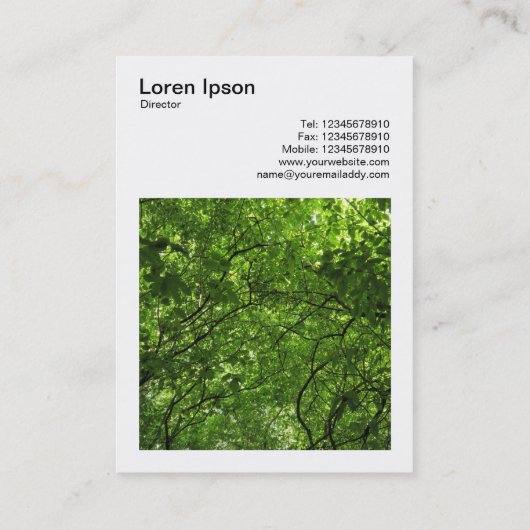 正方形の写真(v3) – 木の中の夏 名刺 (裏面)