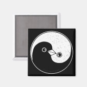 正方形の冷蔵庫用マグネットb/w YinYang peace doves. マグネット (正面/裏面)