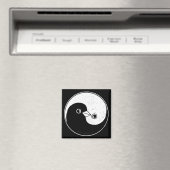 正方形の冷蔵庫用マグネットb/w YinYang peace doves. マグネット (インサイチュ (食洗機))