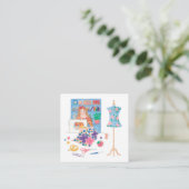 「」正方形の名刺を縫うことを愛して下さい スクエア名刺 (スタンド正面)