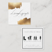 正方形の名刺|の金ゴールドのブラシのミニマリスト スクエア名刺 (正面/裏面)