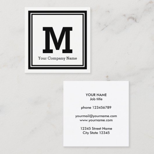 正方形の名刺(モノグラムカスタムロゴ付き) スクエア名刺 (正面/裏面)
