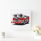 正方形の壁時計用の消防車の画像 スクエア壁時計 (ホーム)