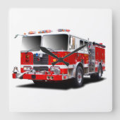 正方形の壁時計用の消防車の画像 スクエア壁時計 (正面)