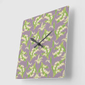 正方形の壁時計：マウヴの谷のユリ スクエア壁時計 (傾斜)