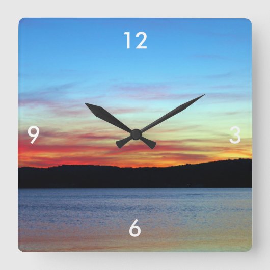 正方形の壁時計/日没 スクエア壁時計 (正面)