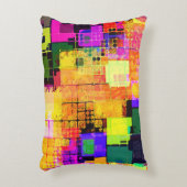 正方形の幾何数々の色のパターン アクセントクッション (正面(垂直))