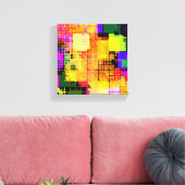 正方形の幾何数々の色の抽象芸術 キャンバスプリント (インサイチュ (リビング))