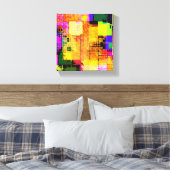 正方形の幾何数々の色の抽象芸術 キャンバスプリント (インサイチュ (寝室))