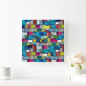正方形の形状の非常に粗いカラフル スクエア壁時計 (ホーム)