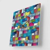 正方形の形状の非常に粗いカラフル スクエア壁時計 (傾斜)