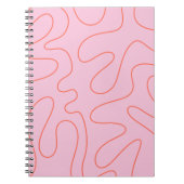 正方形の抽象芸術パターン(ピンクとオレンジ) ノートブック (正面)
