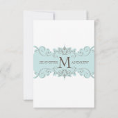 正方形の招待のための青いヴィンテージRSVPカード 出欠カード (裏面)