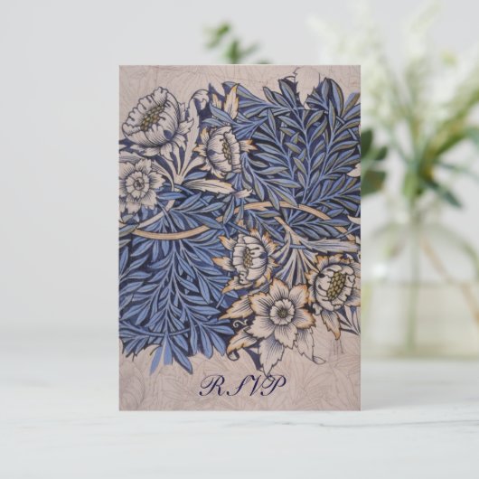 正方形の招待状のためのウィリアム・モリスの応答カード 出欠カード (スタンド正面)