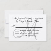 正方形の招待状のためのエレガントな結婚RSVPカード 出欠カード (裏面)