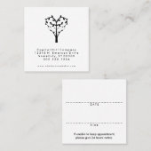 正方形の木のハートのアポイントメントのメモ 予約カード (正面/裏面)