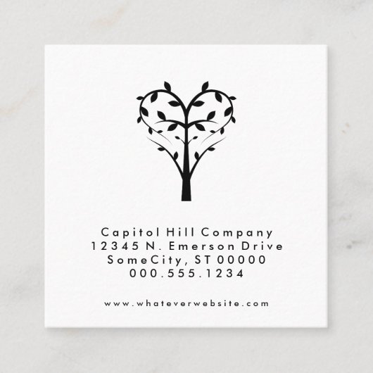 正方形の木のハートのアポイントメントのメモ 予約カード (正面)