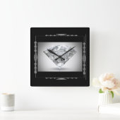 正方形の柱時計かダイヤモンド スクエア壁時計 (ホーム)