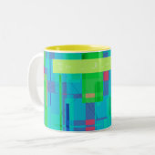 正方形の格子縞 ツートーンマグカップ (正面左)