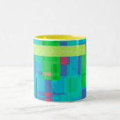 正方形の格子縞 ツートーンマグカップ (中央)