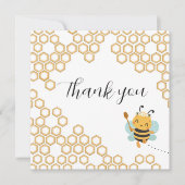 正方形の母ベビー(昆虫)マルハナバチハニカムベビーシャワー サンキューカード (正面)