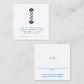 正方形の理髪店のアポイントメントのメモ 予約カード (正面/裏面)