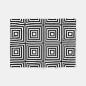 正方形の白黒 フリースブランケット (正面(横))