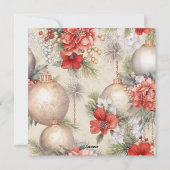 正方形の私たちの初めてのクリスマス写真アイボリー背景 シーズンカード (裏面)