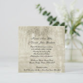 正方形の結婚式招待状のヴィンテージの紙の蝶 招待状 (スタンド正面)