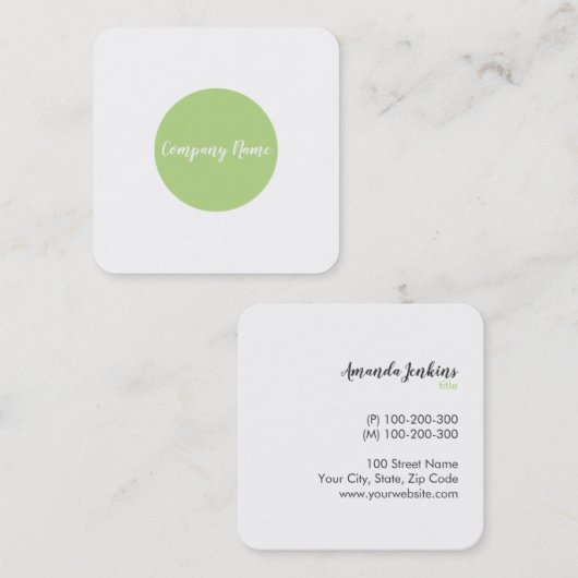 正方形の緑の点 スクエア名刺 (正面/裏面)