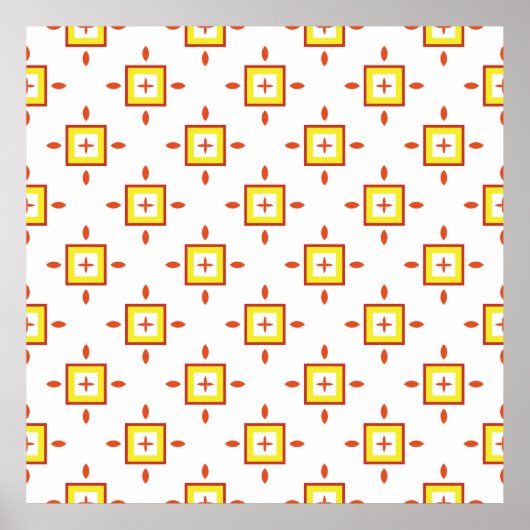 正方形の背景を持つシームレスなパターン抽象芸術 ポスター (正面)