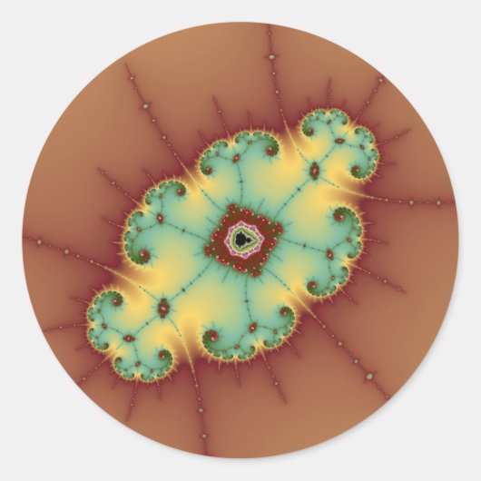 正方形の脳 – フラクタル ラウンドシール (正面)
