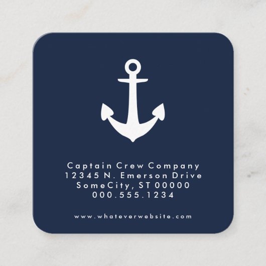 正方形の航海のないかりのアポイントメントのメモ 予約カード (正面)