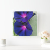 正方形の花の柱時計 スクエア壁時計 (ホーム)