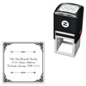 正方形の花模様 – 自己手書きアドレスのスタンプ セルフインキングスタンプ (インサイチュ)