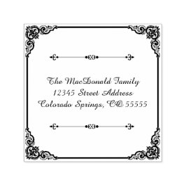 正方形の花模様 – 自己手書きアドレスのスタンプ セルフインキングスタンプ