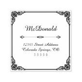 正方形の花模様 – 自己手書きアドレスのスタンプ セルフインキングスタンプ (デザイン)