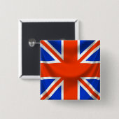 正方形の英国の旗 缶バッジ (正面&裏面)