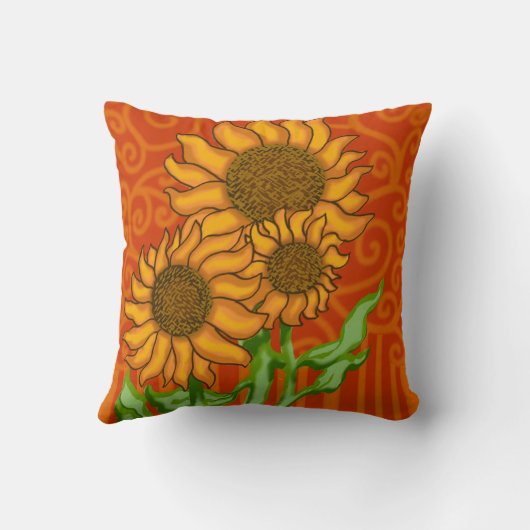 正方形の装飾用クッションまたはヒマワリのトリオ クッション (裏面)