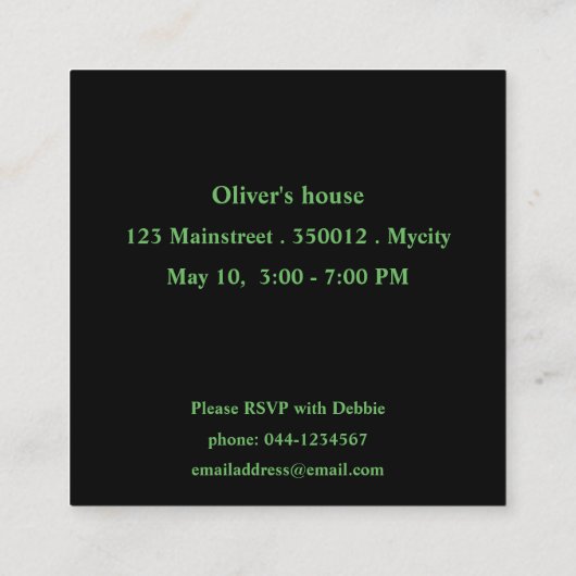 正方形の誕生日の招待状(100パック) エンクロージャーカード (裏面)