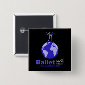 正方形の黒いボタン 缶バッジ (正面&裏面)