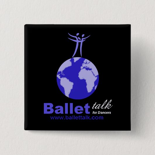 正方形の黒いボタン 缶バッジ (正面)