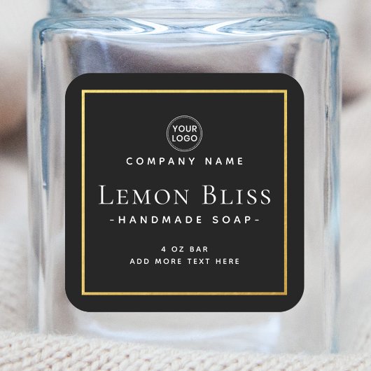 正方形の黒フェイク金ゴールド薄縁ど製品ラベル スクエアシール