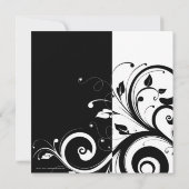 正方形の黒+白の逆旋回パーティの招待状 招待状 (裏面)