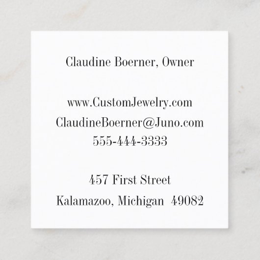 正方形のCrafter、ジュエリー、プロダクト、Businesカード スクエア名刺 (裏面)
