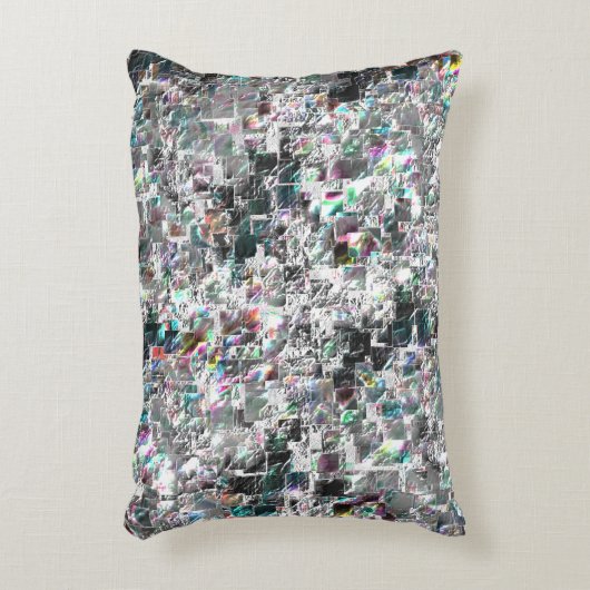 正方形のDVDの切り出し、粗いモザイクのような色の外観 アクセントクッション (正面(垂直))