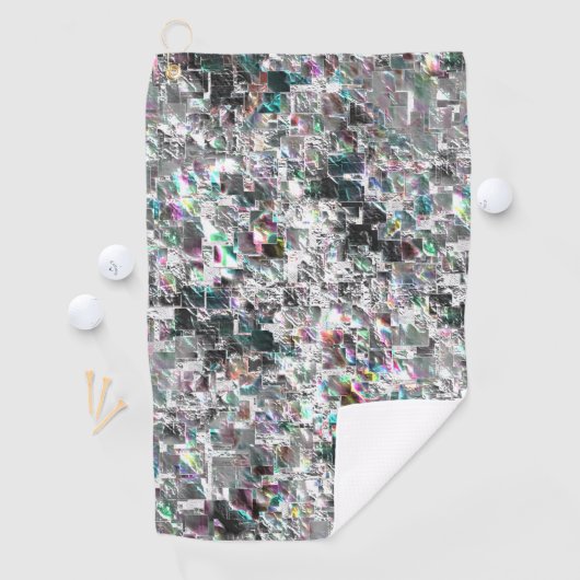 正方形のDVDの切り出し、粗いモザイクのような色の外観 ゴルフタオル (インサイチュ)